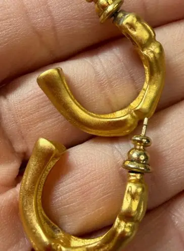 Givenchy Authentic Bamboo Gold Tone Hoop Earrings Vintage