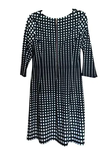Joseph Ribkoff Cocktail Sheath Dress Womens 10 Black White Print Evening