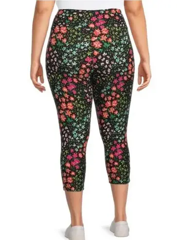 Terra & Sky  Womens Capri Leggings Size 3X 24W-26W High Rise Multicolor New