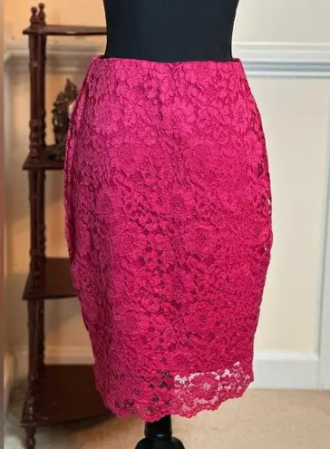 Dorothy Perkins Hot Pink Lace Straight Pencil Skirt