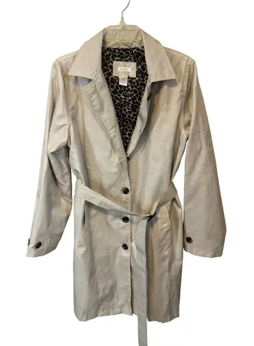 Capelli New York Women's Tan Trench Coat Leopard Print Lined Belted Size M - Image 1
