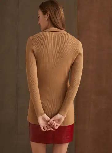 Maeve Anthropologie Ribbed Collared Cardigan Camel