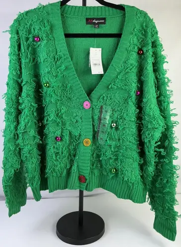 33 Degrees Christmas Loop Green Festive Ugly Sweater Ornament Cardigan XXL NWT