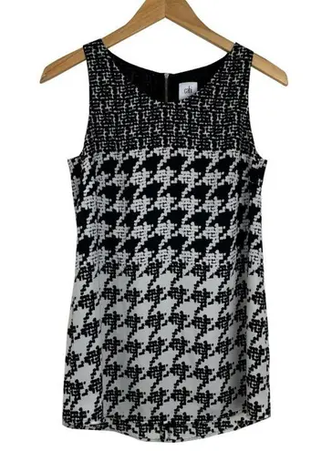 CAbi  Black‎ and White Broken Check Houndstooth Sleeveless Tank Blouse