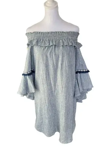 MISA Los Angeles - Vanessa Denim
Chambray Off Shoulder Dress Sz XS
