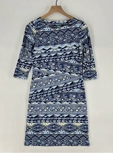 J. McLaughlin Nicola Dress Lekha Geo Stripe Tiered Layered Catalina Cloth Soft