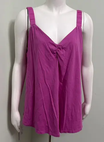 Soft Surroundings Pink Ruched Asymmetrical Tank Top Large
