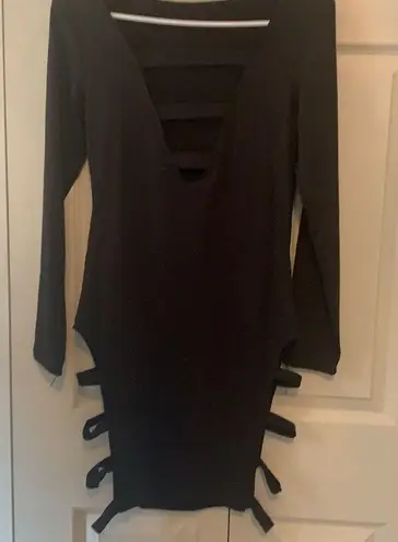 None Black spandex stretchy sexy dress