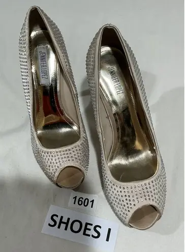 Woman’s Jennifer Lopez Bling Blush Peep Toe Platform Stiletto Heels 8 M Pink