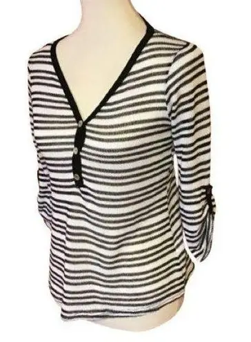 Chenault striped V Neck Beachy Sweater White