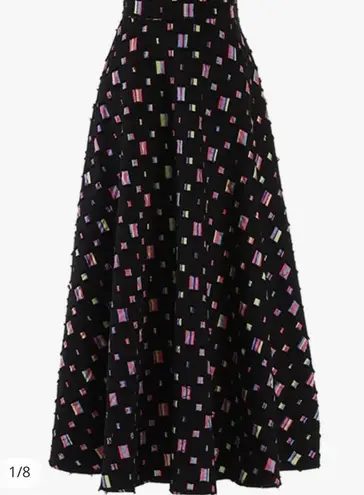 Black Midi Circle Skirt Colorful Geometric Print Women’s size Extra Small XS