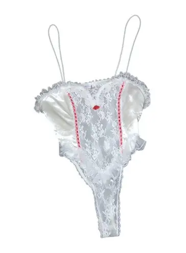 Frederick's of Hollywood Vintage White Sexy Corset Lace Lingerie Coquette Large