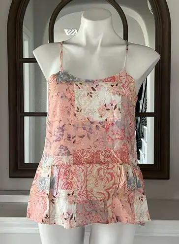 Nordstrom NEW Maisie  Patchwork Floral Paisley Tank Top, Pink Blush Size XS