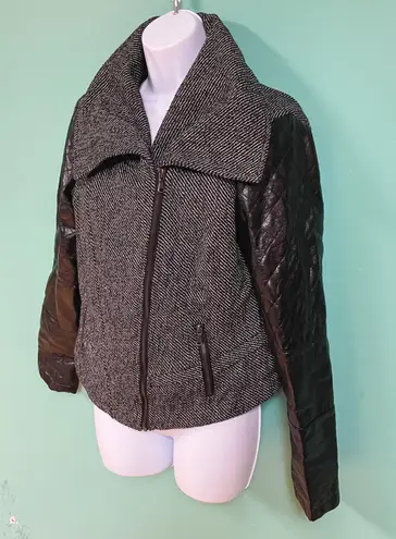 Route 66 Faux Leather Tweed Moto Jacket