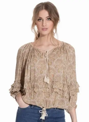 Denim & Supply Ralph Lauren Paisley Boho Tassel Tie Blouse - Size L