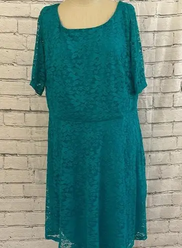 Paper Dolls Women’s Paper Doll teal lace overlay dress 2X
