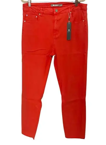 Tractr Women's Mona High Rise Ankle Length Coral Pink Jeans Size 14 NWT Red