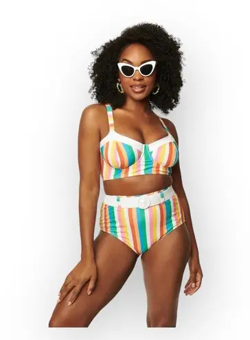 Unique Vintage new ミ Marlene Bikini Swim Top ミ Rainbow Pride Stripes ミ Small ミ