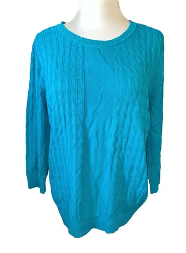 Karen Scott sweater 3/4 sleeves round neck cable knit look size large