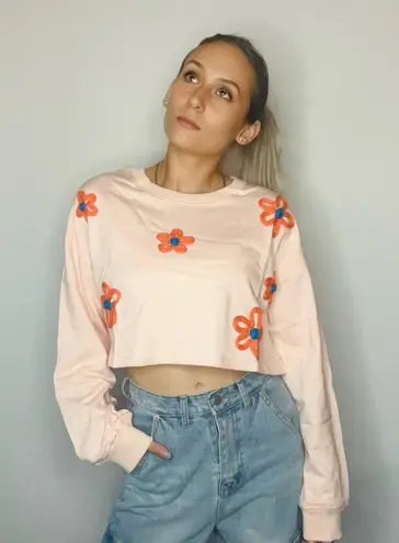 NEW 3D Flower Crop Top Orange Size M