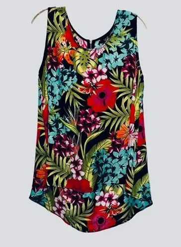 W5 Anthropologie Tropical Floral High Low Tank Tunic Women's XL
