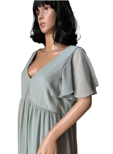 Birdy Grey  Hannah Empire Maternity Dress flutter sleeves Chiffon Sage size XXL