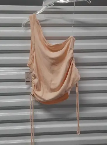 Women's Graphic Top Size XL Peach One Shoulder Pullover Summer Casual