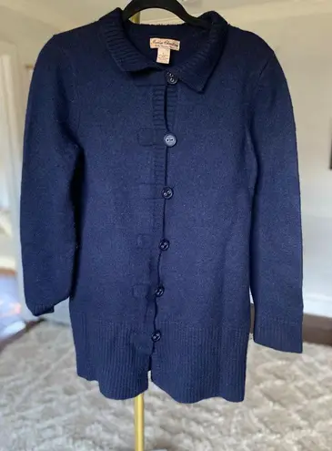 Marisa Christina Merino Wool Cardigan Navy L Quiet Luxury Preppy Classic Coastal Size L