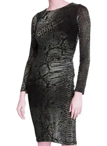 Fuzzi by Jean Paul Gaultier Snake Print Long Sleeve Velvet Midi Dress Gray M Size M