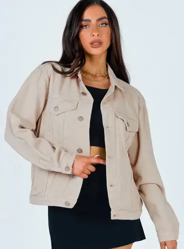 Princess Polly Western Denim Jacket Beige Tan