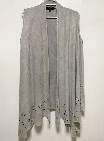 Joh Gray Faux Suede Vest with Cutout Design Hem