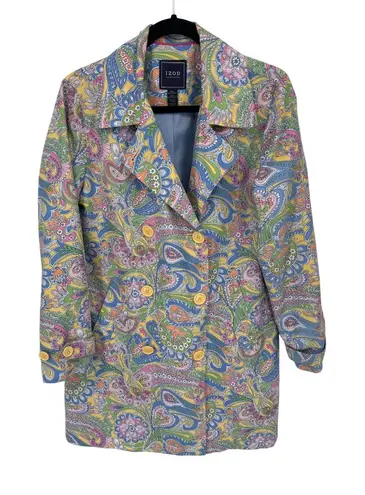 IZOD Flower Power Double Breasted Trench Coat Women S Pastel Polyester Pockets