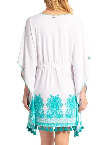 NWT Cabana Life St Pete Embroidered SPF Cover Up White Turquoise Tassel Size S/M Size M