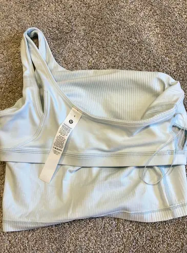 Lululemon Align Cropped Off The Shoulder Icing Blue Ribbed Tank