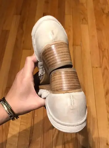 Very Volatile Los Angeles Leather Woven Almond D'orsay Western Block chunky