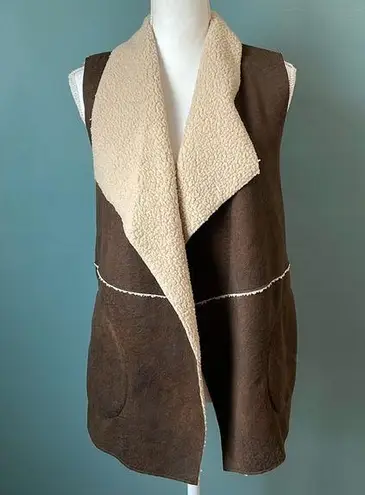 C&C California  Brown Faux Shearling Vest Soft Comfortable size XS