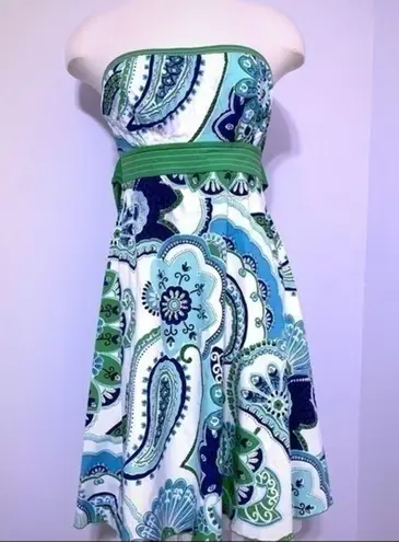 My Michelle  Strapless Dress Paisley Tulle Green White juniors Size 9 flowers