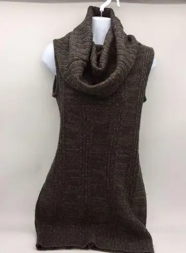 J.J. Basics Sleeveless Cowl Sweater Tunic/Sweater Dress w/Vertical Ribbing Knit Gray Size M
