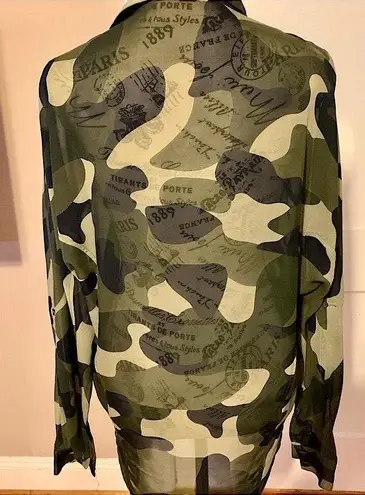 Double Zero Camouflage Sheer Top...Small