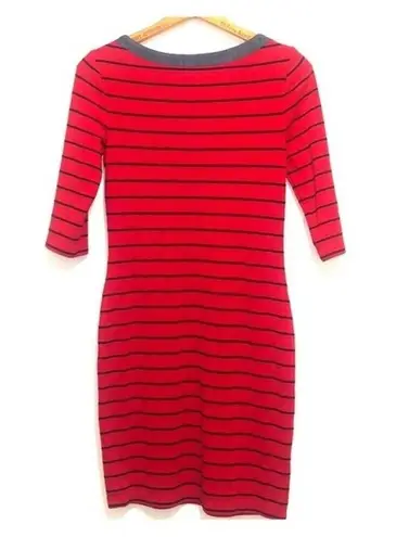 Tommy Hilfiger  BOATNECK STRIPED RED DENIM NAUTICAL STRETCH KNIT DRESS XS