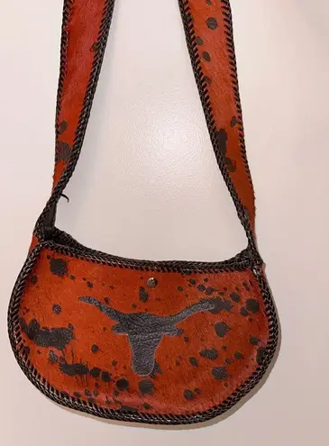 NEW Handmade Dyed Cowhide Leather Cossbody Purse Steer Cow Rust Western Orange