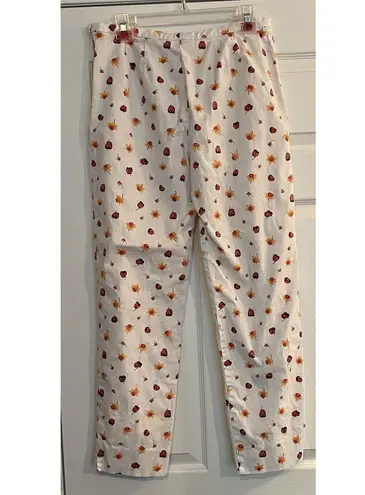 Max Mara Weekend Pants Sz US 10 Off White Autumn Floral Print Side Zip Italy
