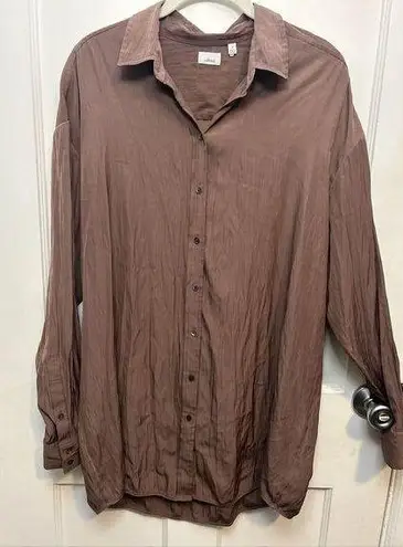 Wilfred Aritzia Brown Relaxed Long Sleeve Silky Button Down Shirt Size Women’s 2