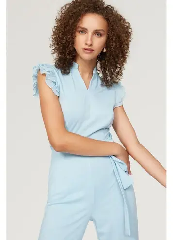 AREA STARS Light Blue Ruffle Sleeve V