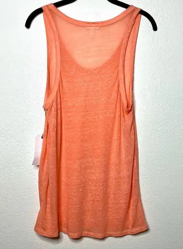 Leith  Semi Sheer Burnout Tank Orange Size Medium