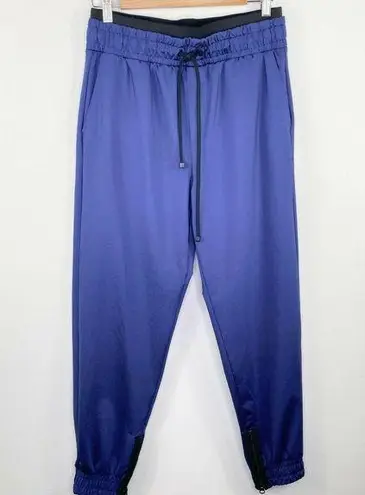 Koral Sweatpants Women MEDIUM Blue Black Reverie Shantung Slim Fit Stretch Waist