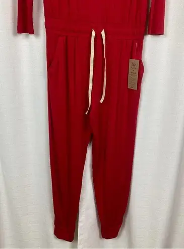ALBION FIT Red The Merry Bamboo Long Sleeve Jumpsuit Sz.XS NWT