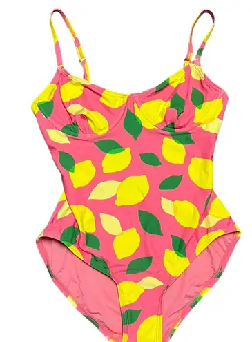 Kate Spade NWT  Sea Star Pink Lemon one piece swimsuit cut out back size medium