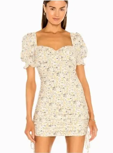 Bardot Mini Dress Cindy Sweetheart Neck Yellow Floral Print NEW Size XS/4