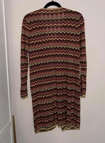 Laura Ashley Vintage Petites Silk Blend Chevron Open Front Cardigan Duster